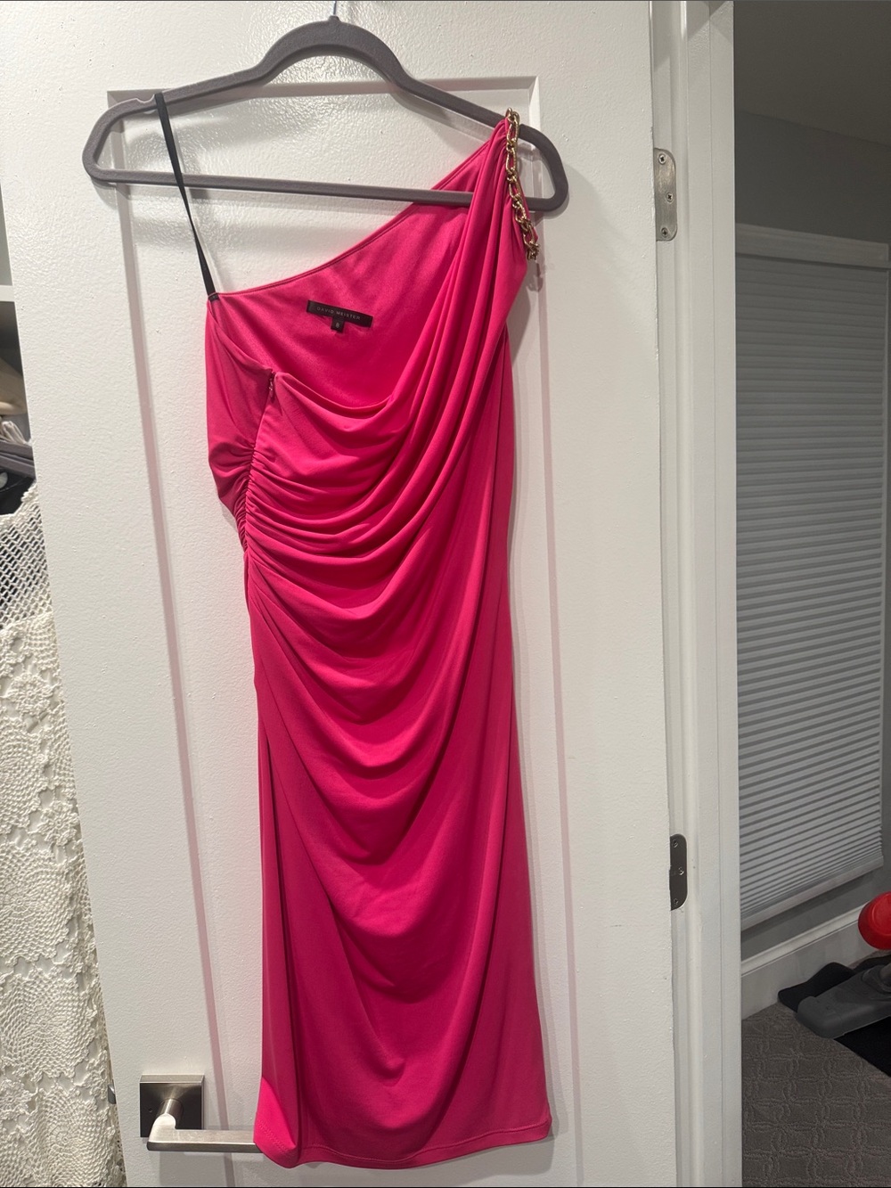David Meister Women’s One-Shoulder Draped Pink Dress